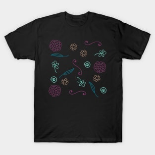 Floral Wine Pattern | Black T-Shirt